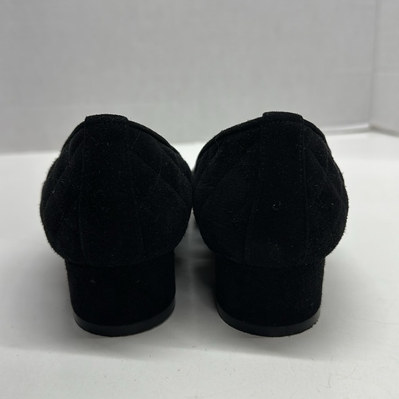 Manolo Blahnik Heels Shoes Low Pumps Quilted Suede Leather Black Size 35.5 5.5 - Picture 7 of 10